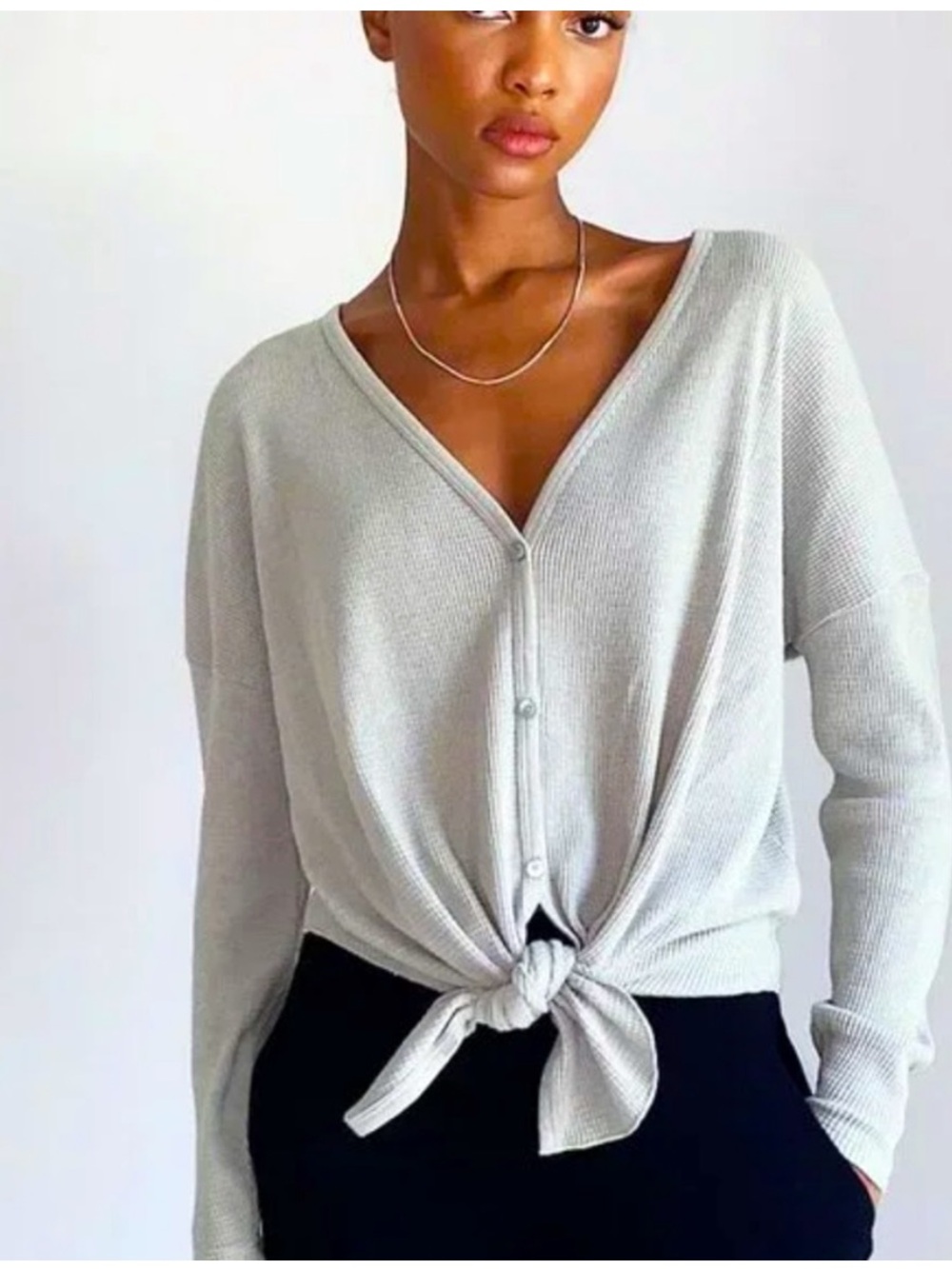 Aritzia • Babaton thermal front tie longsleeve • Size Small